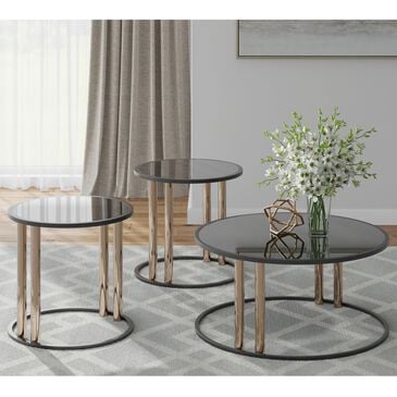 Ashley Hannerly Occasional 3-Piece Table Set in Black and Gold, , large