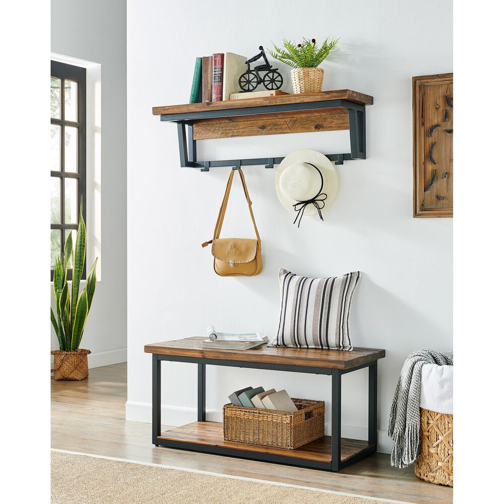 Timberlake Claremont 40&quot; Bench in Black and Brown, , large