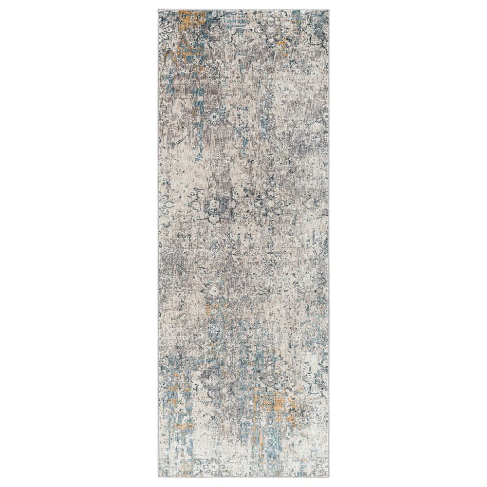 Surya Cardiff CDF-2300 Light Gray, Charcoal, Light Beige, Tan and Dark Blue 2&#39;8&quot; x 7&#39;3&quot; Runner, , large