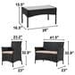 Furniture of America Bianca 4-Piece Patio Conversation Set in Black, , large