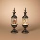 The Gerson Company 15"H Battery-Operated Lighted Holiday Spinning Water Globe Lantern in Brown (Set of 2), , large