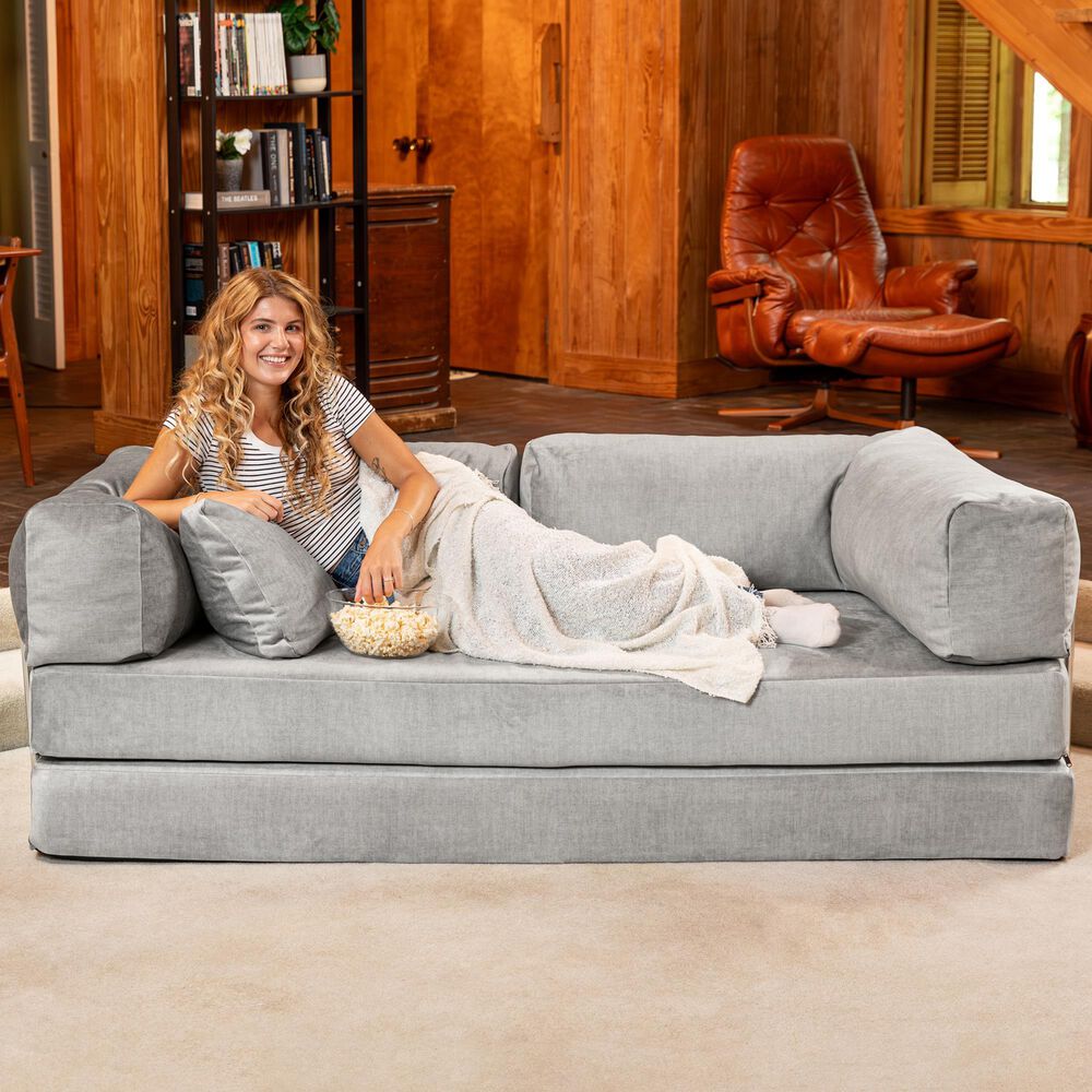 Jaxx Unsofa Stationary Loveseat in Mouse Grey Velvet, , large