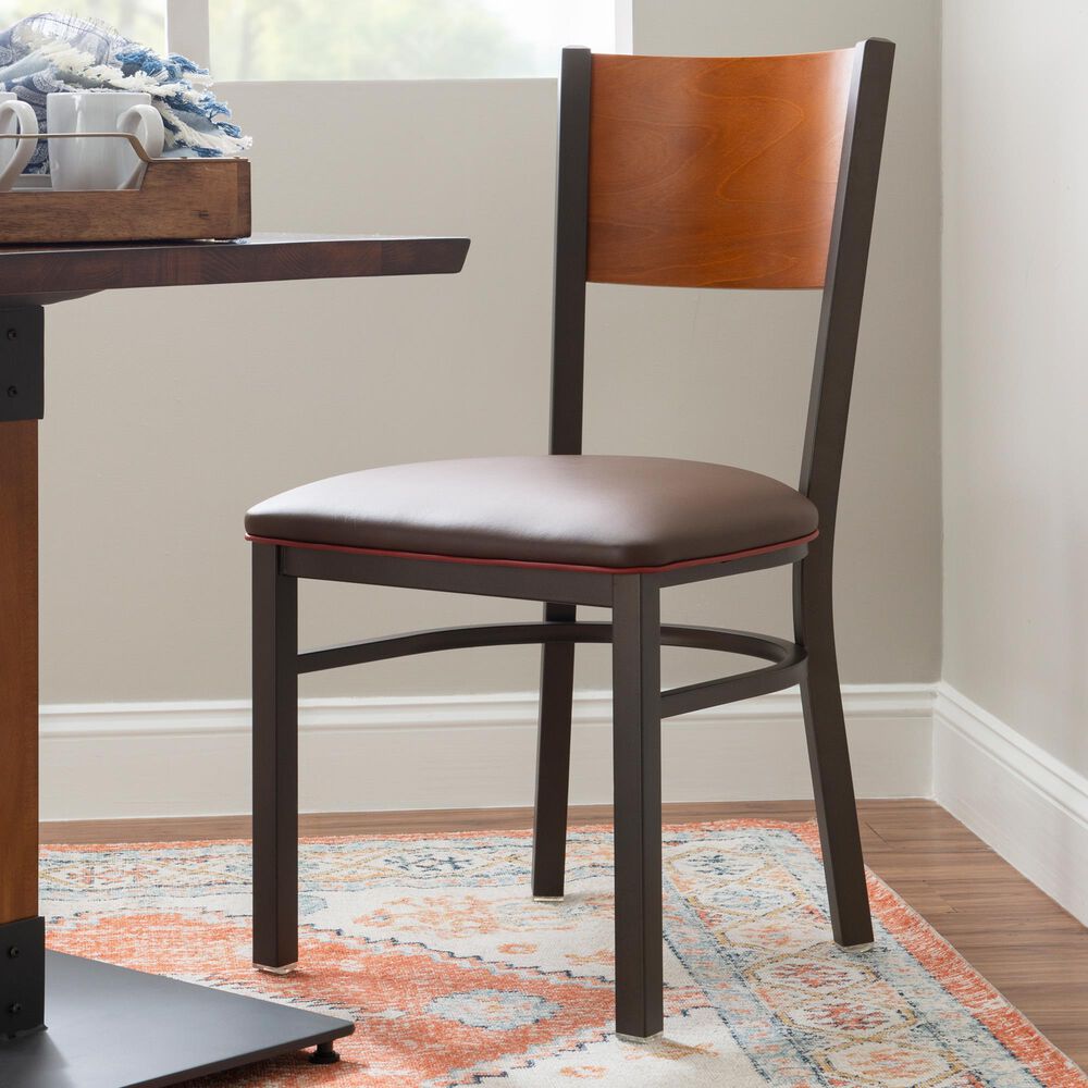 Linon Home Decor Elmer Side Chair in Brown and Medium Oak (Set of 2), , large