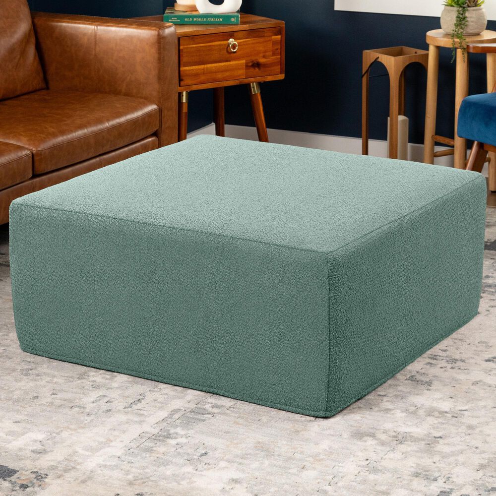 Jaxx Fairlie Boucle Fabric Ottoman in Green, , large