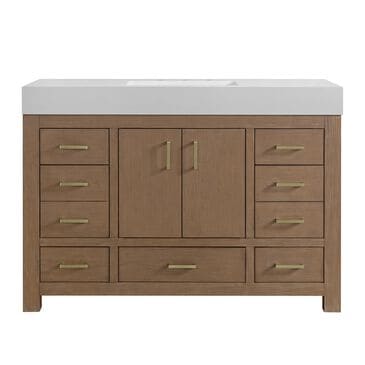 37B Alanya 48" Single Bathroom Vanity in Walnut Drift with White Composite Stone Top, , large