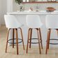 LumiSource Diana 30" Swivel Barstool with White Faux Leather Upholstery in Walnut and Black (Set of 2), , large