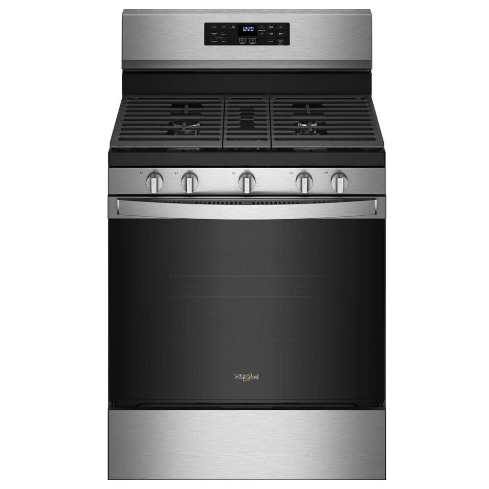 Whirlpool 3-Piece Kitchen Package with 5.0 Cu. Ft. Gas Range and 1.1 Cu. Ft. Over-The-Range Microwave in Stainless Steel, , large