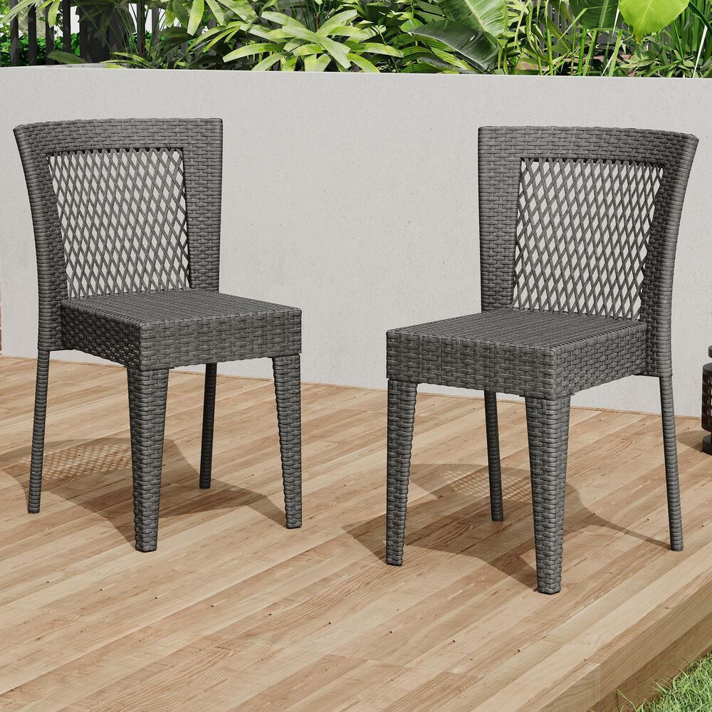 Hearth and Haven Farley Outdoor Side Chair in Gray &#40;Set of 2&#41;, , large