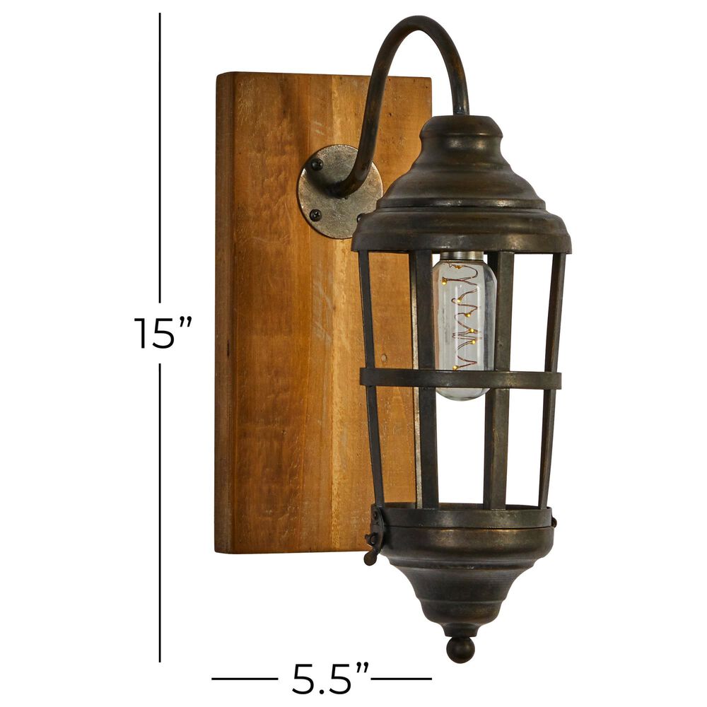 Maple and Jade 6&quot; x 15&quot; Wall Sconce in Brown and Black, , large