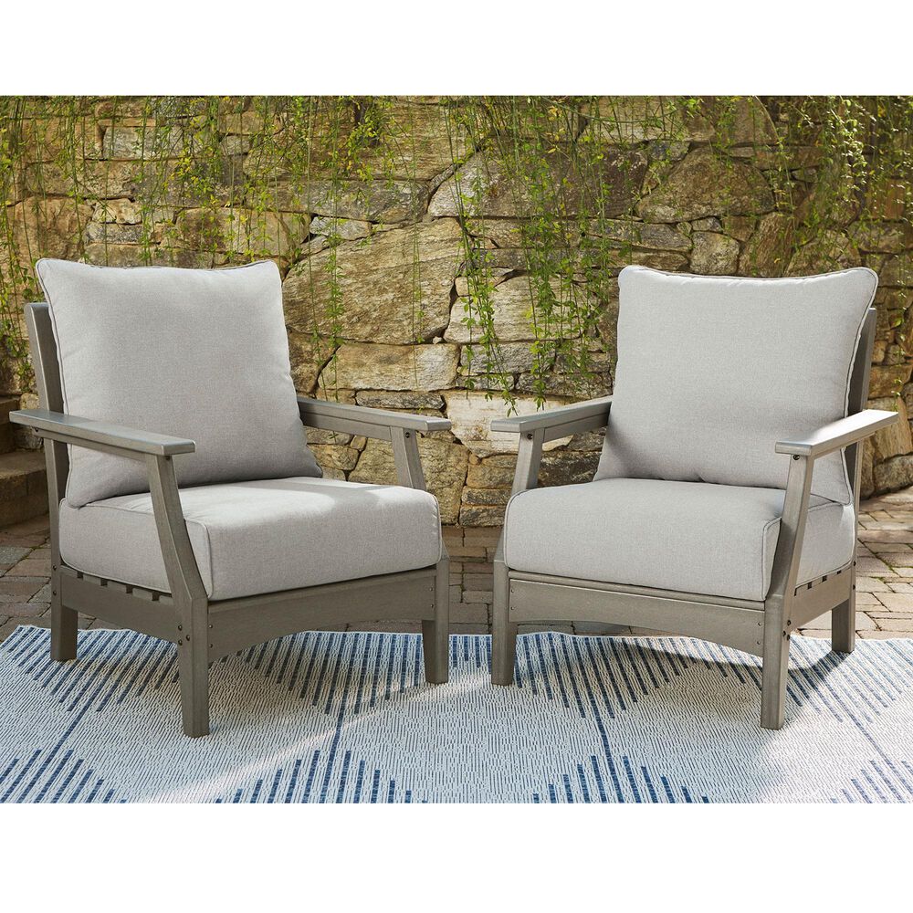 Ashley Visola Lounge Chair with Cushion in Gray - Set of 2, , large