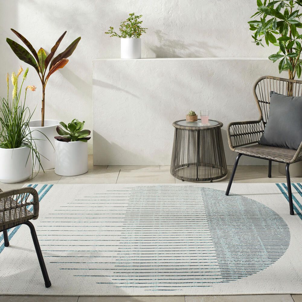 Surya Alfresco 5&#39;3&quot; x 7&#39;7&quot; Light Silver, Beige, Nickel and Pewter Indoor/Outdoor Area Rug, , large
