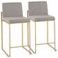 Lumisource Fuji Counter Stool with Grey Cushion in Gold Finish (Set of 2), , large