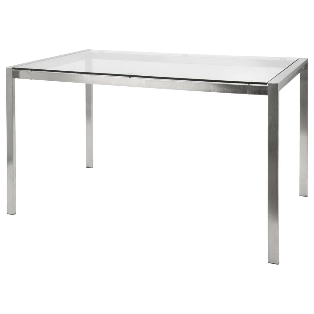 Lumisource Fuji Dining Contemporary Table in Stainless Steel with Clear Glass Top By LumiSource, , large