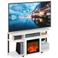 HOMLUX 47" Curved TV Stand with Electric Fireplace in White and Black, , large
