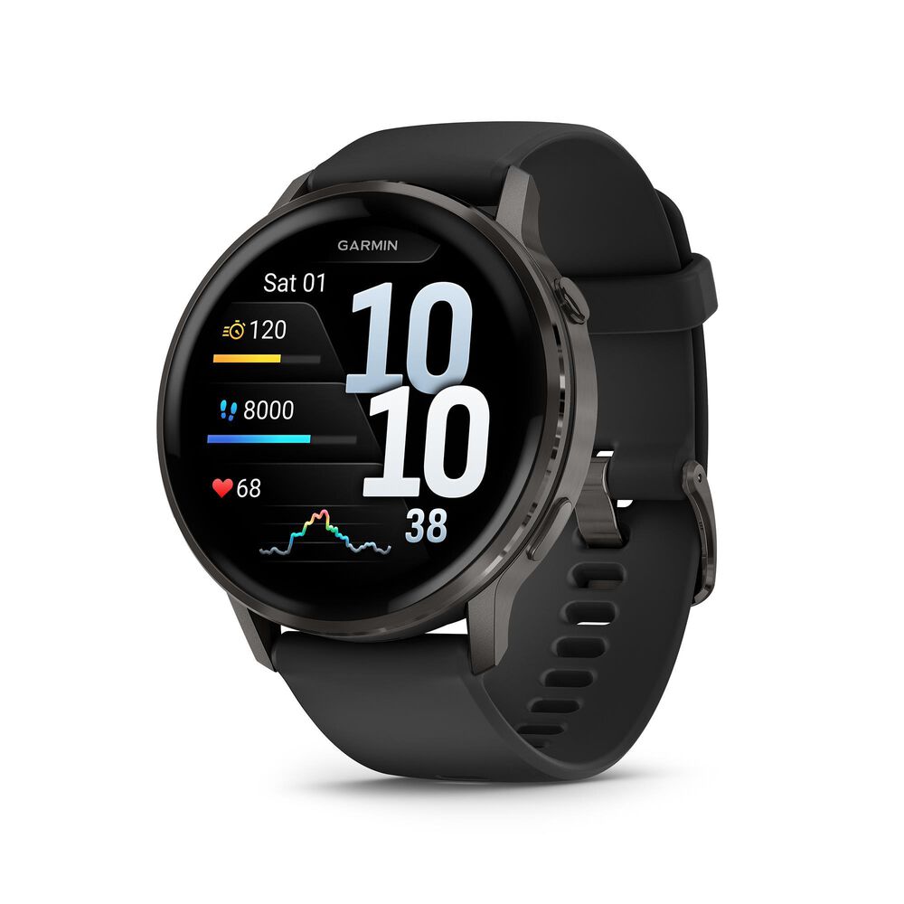 Garmin Venu 4  45 mm Slate with Black Silicone Band, , large