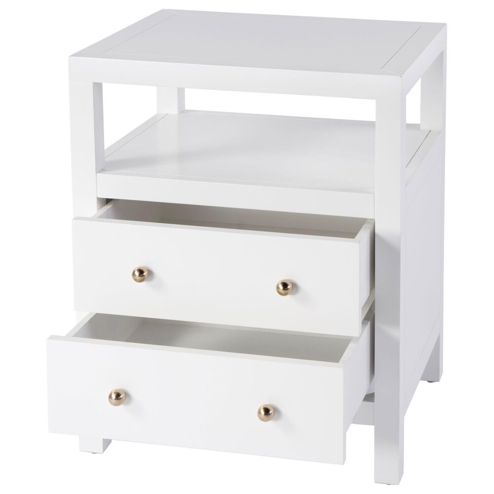 Butler Specialty Company Nora 2 Drawer Nightstand with Open Shelf in Smooth White, , large