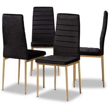 Baxton Studio Armand Dining Chair in Black/Gold (Set of 4), , large