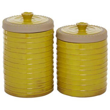 Maple and Jade Farmhouse Ceramic Decorative Jar in Yellow (Set of 2), , large
