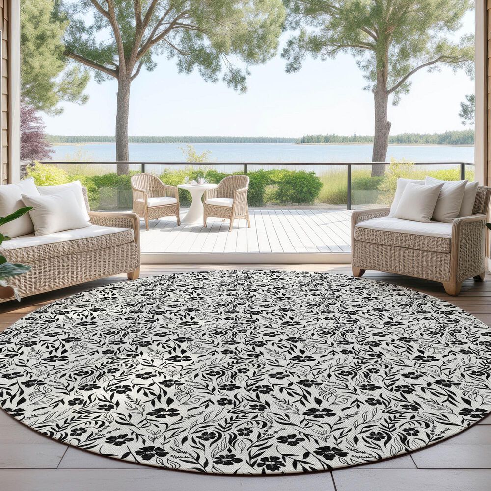 Dalyn Rug Company Soft Essentials Floral Ivory 8' Round Indoor/Outdoor Area Rug, , large