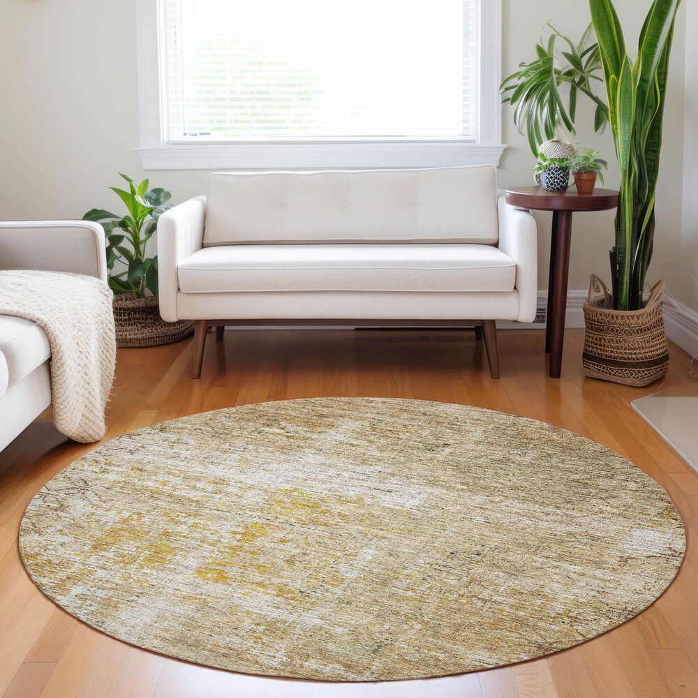 Dalyn Rug Company Burano BU7 8&#39; Round Gold Indoor/Outdoor Area Rug, , large