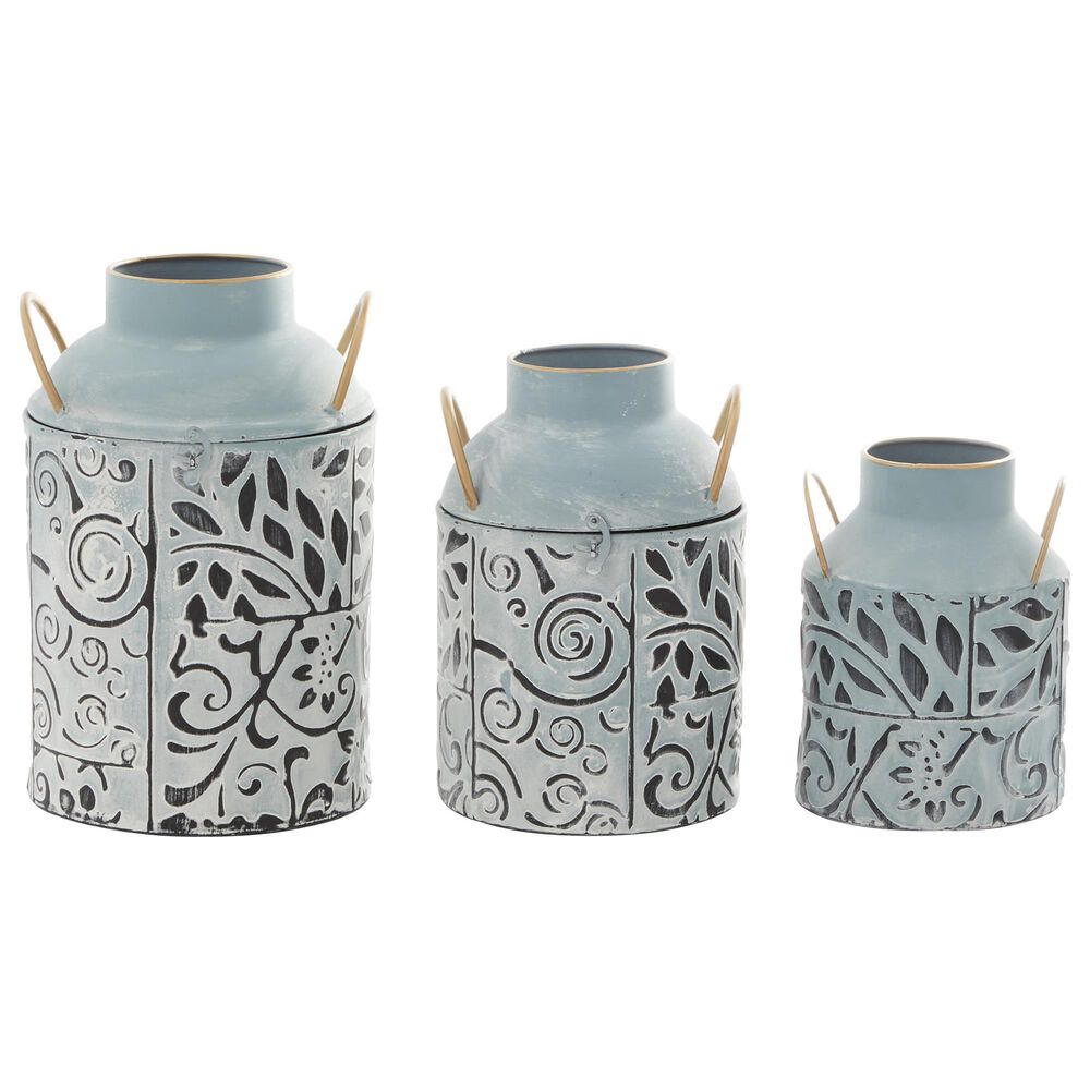 Maple and Jade Farmhouse Botanical Vase in Blue, Black and Brown &#40;Set of 3&#41;, , large