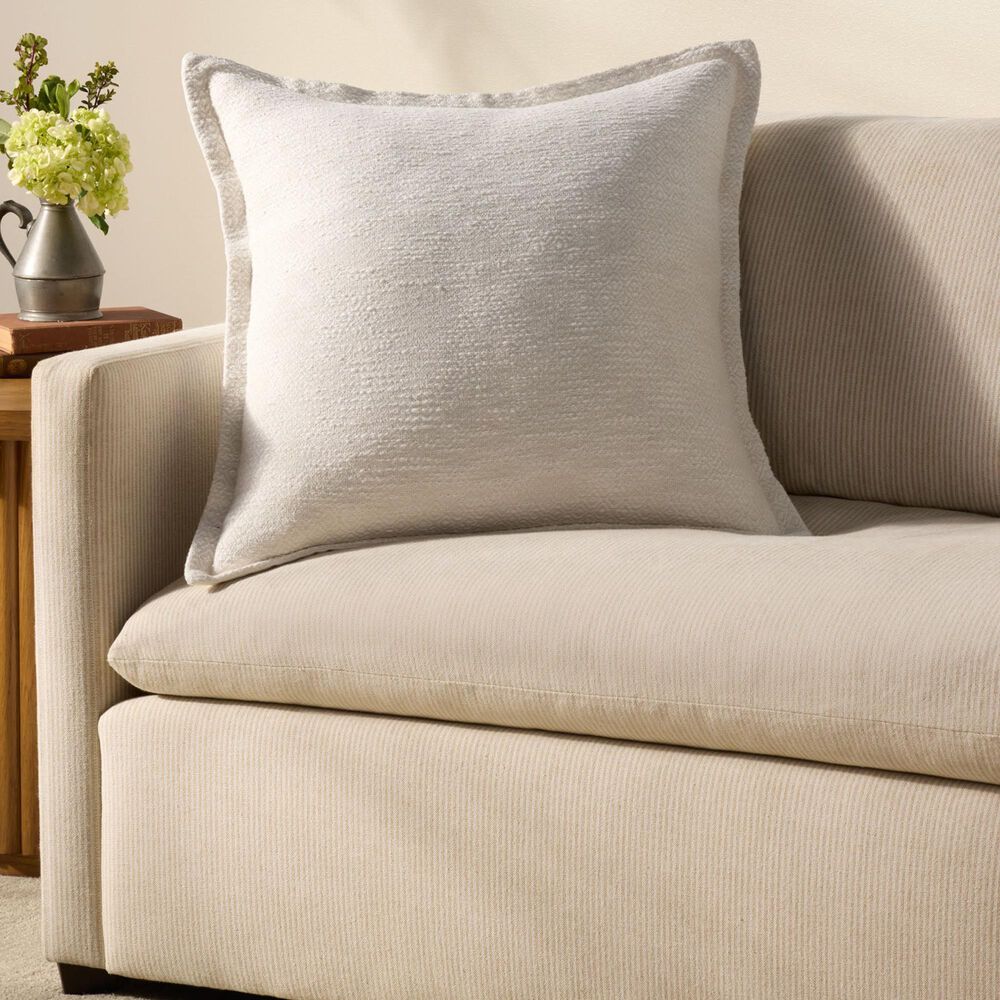 Loloi Morris 22&quot; Square Throw Pillow in White and Ivory, , large