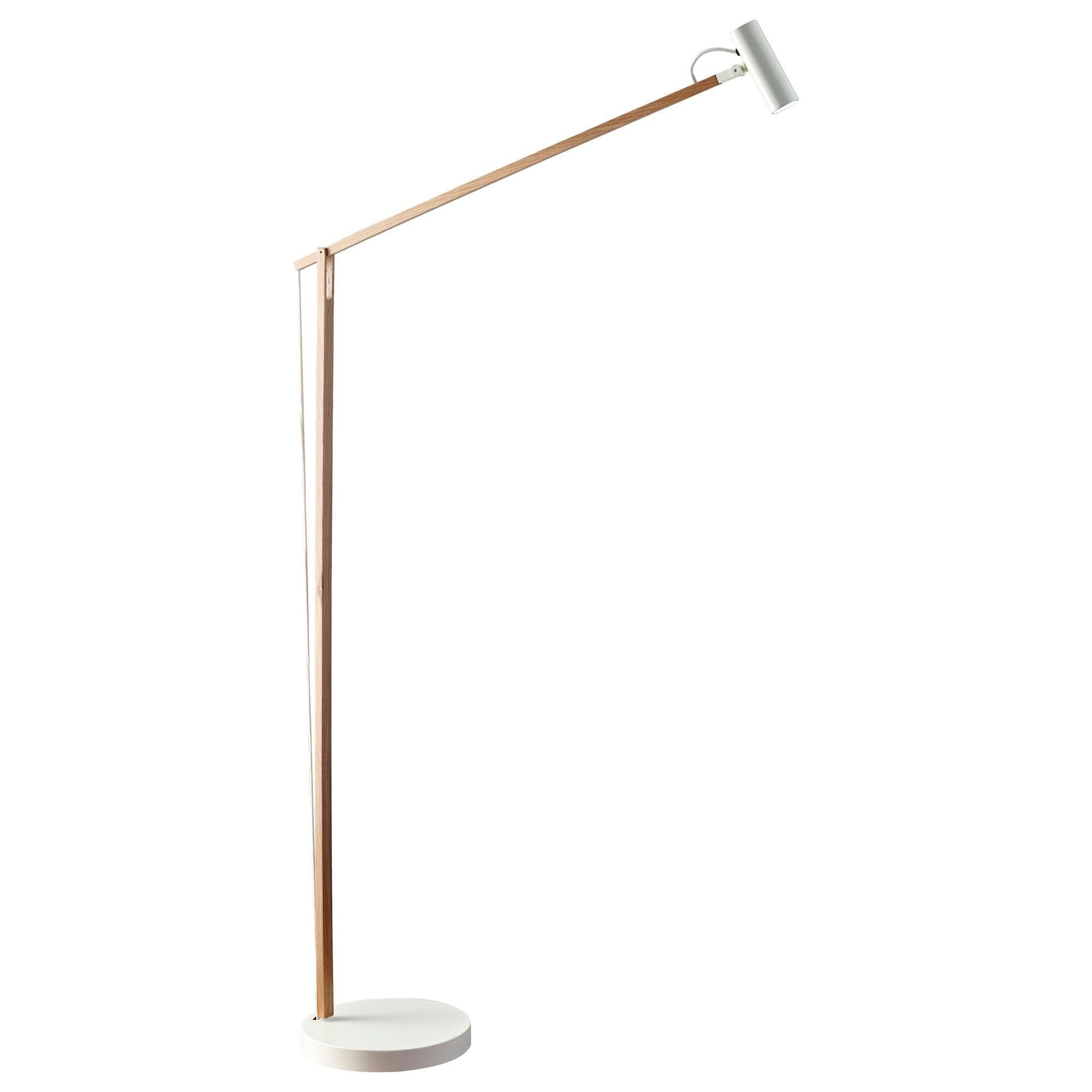 Adesso Crane LED Floor Lamp in Natural Ash Wood and White NFM