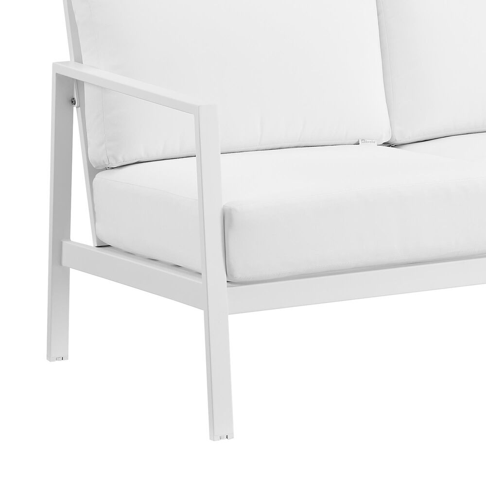 Linon Home Decor Holland Outdoor Loveseat with White Cushions in White, , large