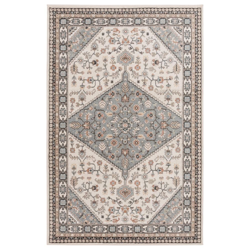 Central Oriental Heirloom Elowen Sky Blue and Champagne 5"3" x 7"7" Area Rug, , large
