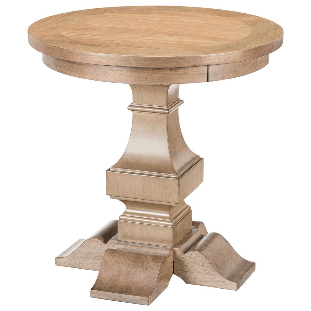 Belle Furnishings Haven Hills Round End Table in Camel Beige, , large