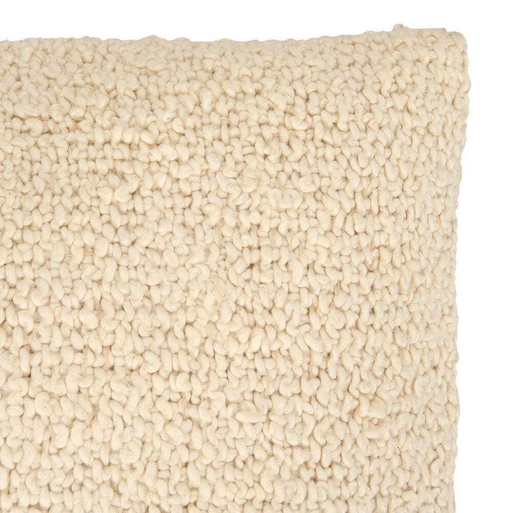 Teak Interiors 20&quot; x 20&quot; Woven Cotton Boucle Throw Pillow in Cream, , large