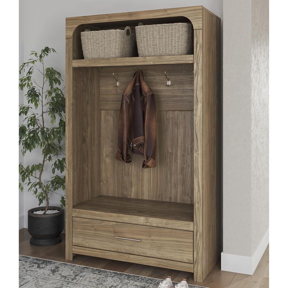 Ashley Dovander 72" Hall Tree with Storage Bench in Brown, , large