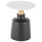Maple and Jade Pedestal End Table with Faux Marble Top in Matte Black, White and Gold, , large