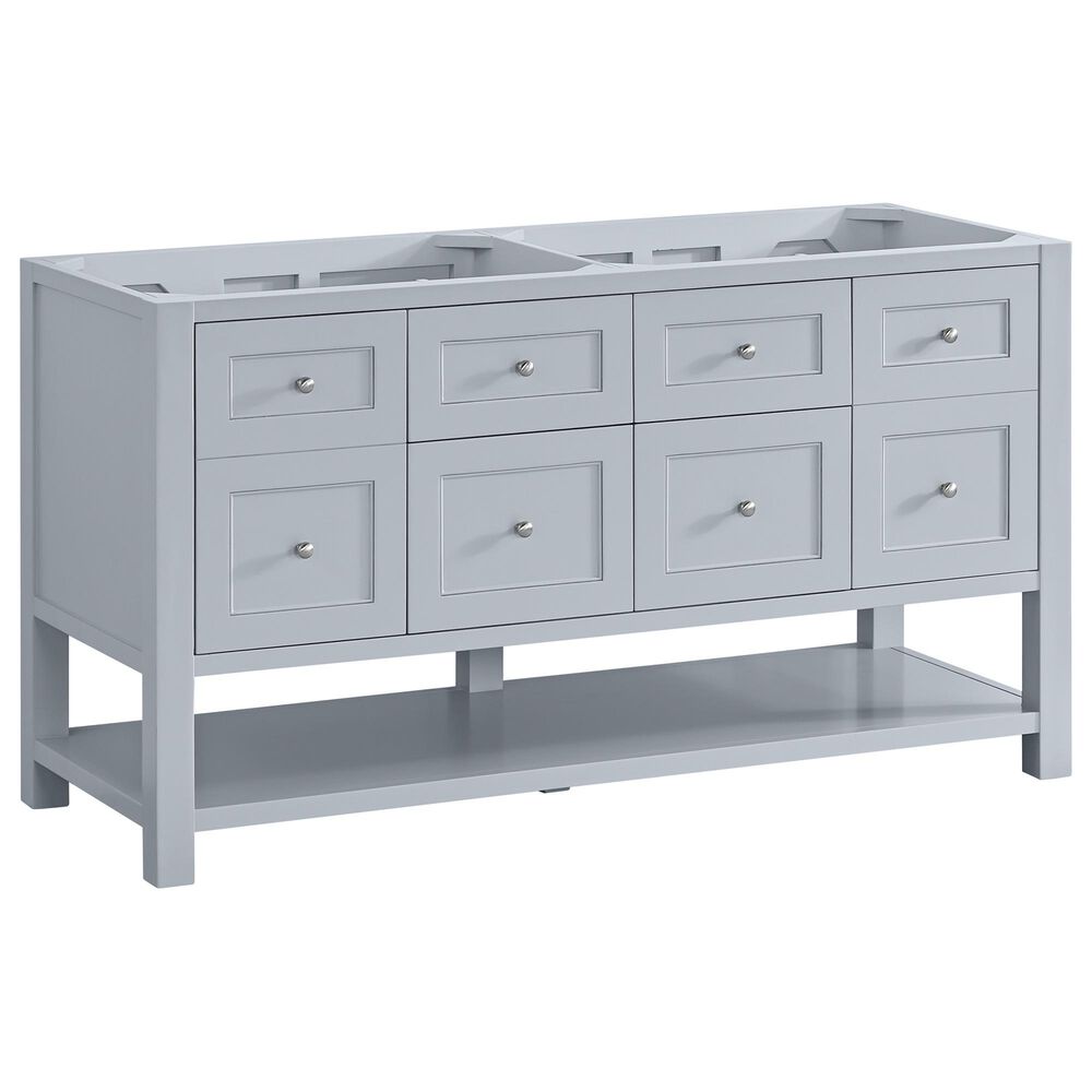 James Martin Vanities Breckenridge 60" Double Bathroom Vanity in Serenity Blue with 3 cm White Zeus Quartz Top and Rectangular Sinks, , large
