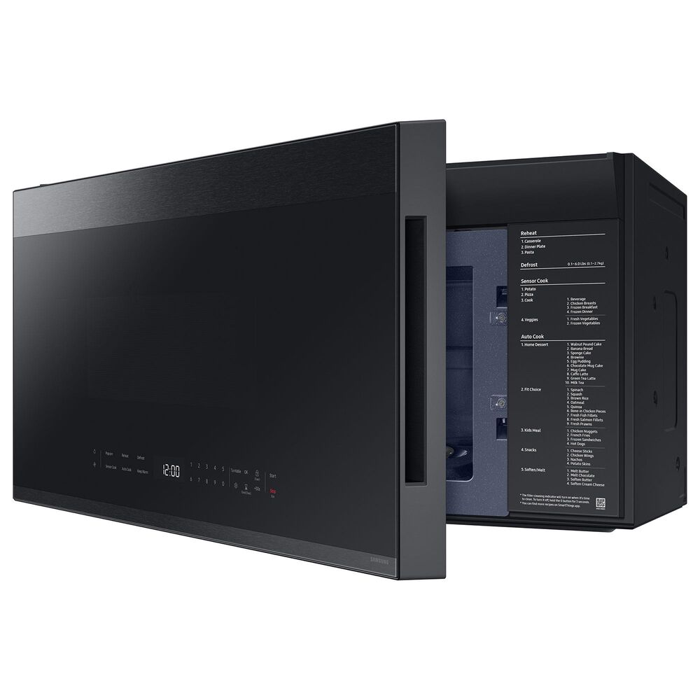 Samsung Bespoke Bespoke 2.1 Cu. Ft. Smart Over-The-Range Microwave with Glass-Touch Controls and LCD Display in Matte Black Steel, , large