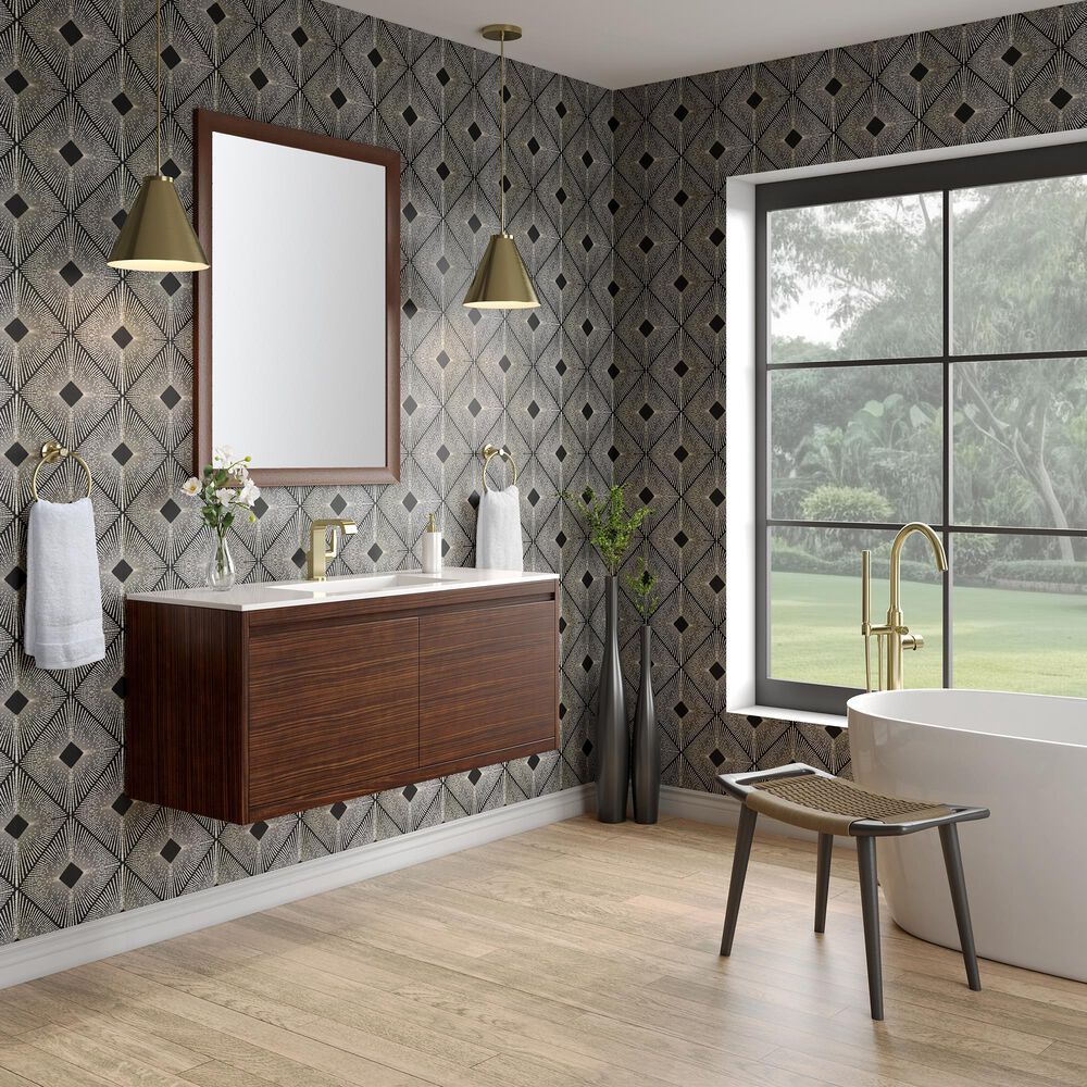 James Martin Vanities Mantova 47.3&quot; Single Vanity Cabinet in Mid-Century Walnut and Champagne Brass, , large
