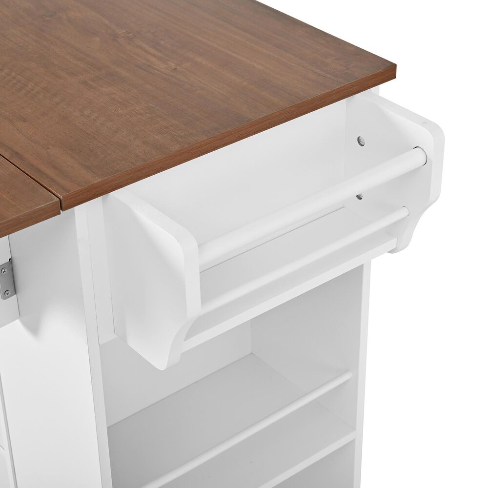 HOMLUX 54" Mobile Kitchen Island with Glass Door Storage in Walnut and White, , large