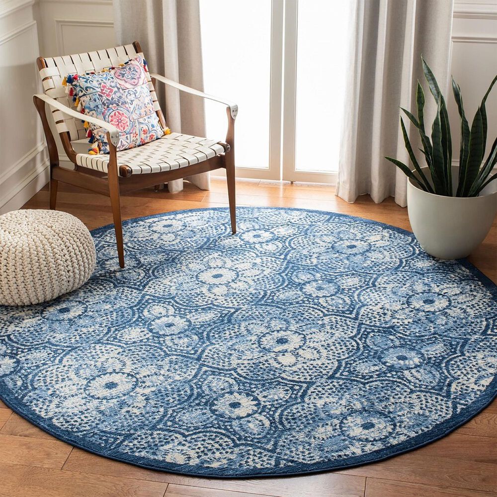 Safavieh Martha Stewart 6&#39;7&quot; Round Navy and Creme Area Rug, , large