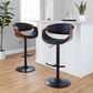 LumiSource Symphony Swivel Adjustable Bar Stool with Black Upholstery in Walnut and Black (Set of 2), , large