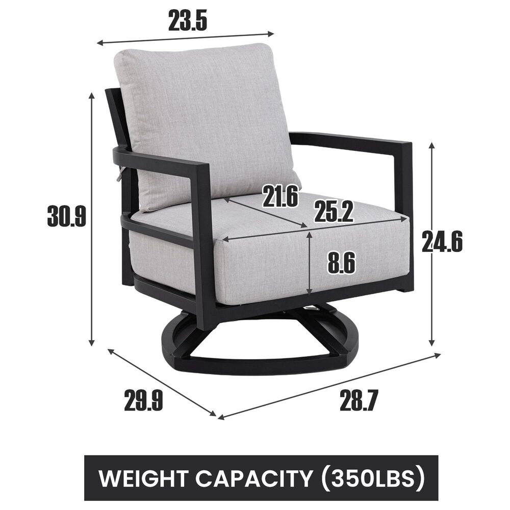 Hearth and Haven Outdoor Swivel Lounge Chair in Ember Black, , large