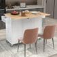 HOMLUX 53" Rolling Mobile Kitchen Island with Solid Wood Top and Locking Wheels in White, , large