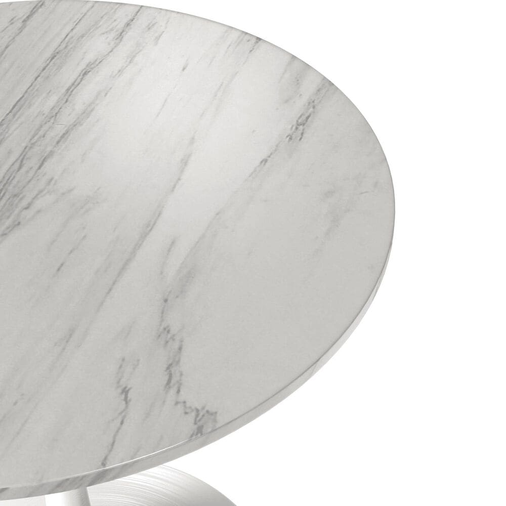 Leisuremod Verve 48&quot; Round Dining Table with Sintered Stone Top in White - Table Only, , large