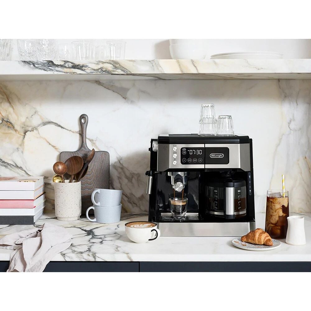 De'Longhi All-In-One Cappuccino, Espresso with Coffee Maker in Black and  Stainless Steel