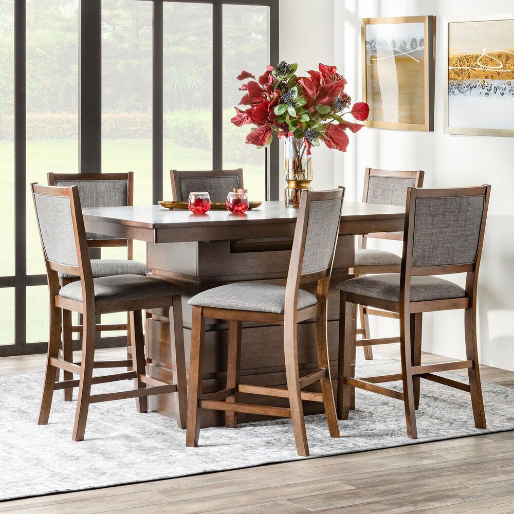 A-America Chesney 7-Piece Counter Height Dining Set in Falcon Brown, , large