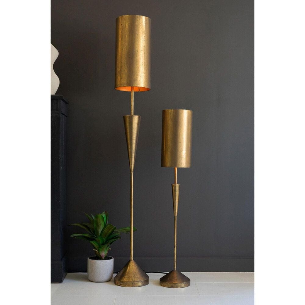 Kalalou Table Lamp with Metal Barrel Shade in Antique Gold, , large