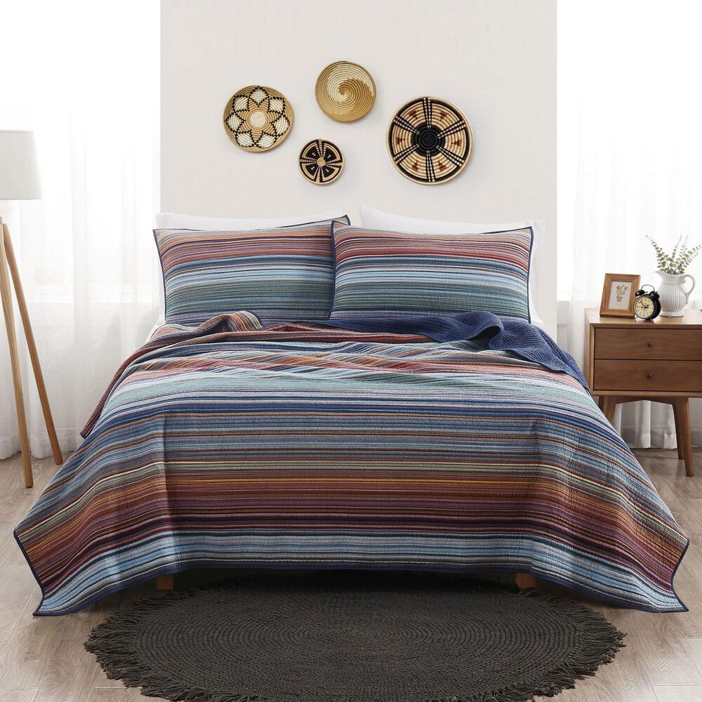 Pem America Met Stripe 3-Piece Full/Queen Quilt Set, , large