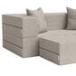 Jaxx Zipline 3-Piece Stationary Convertible Sleeper Loveseat in Grey Velvet, , large