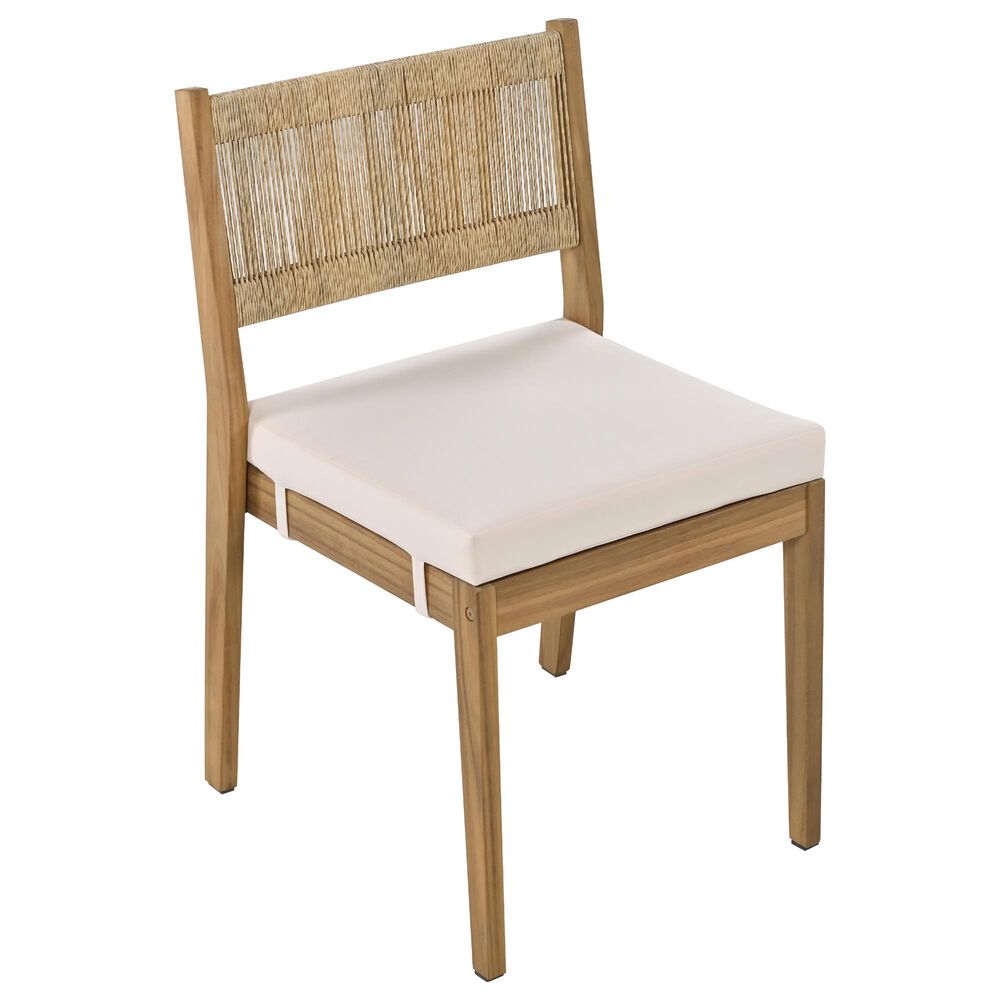 Hearth and Haven 5-Piece Outdoor Wooden Dining Set with U-Leg Table and Cushioned Chairs in Beige, , large