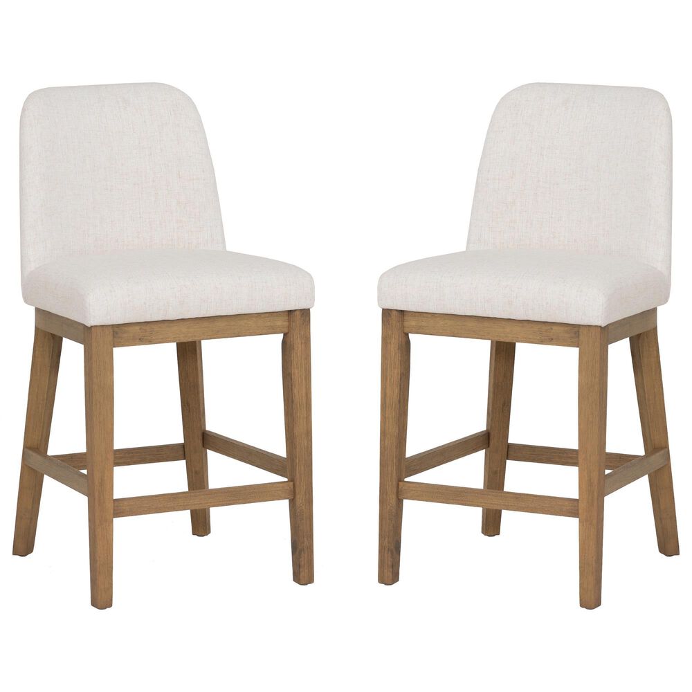 Linon Home Decor Tucker Counter Stool with Cream Cushion in Natural Brown (Set of 2), , large