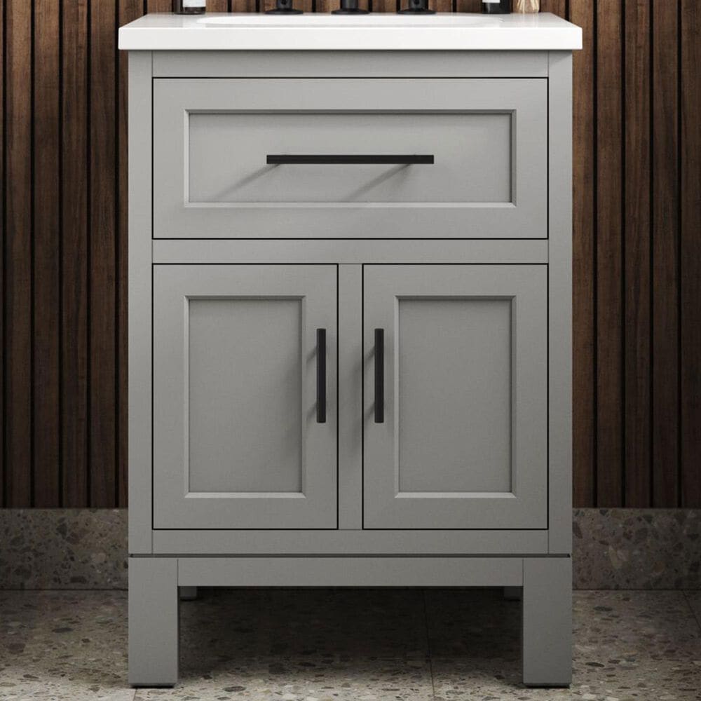 Kohler Quo 24&quot; Single Bathroom Vanity in White with 3 cm Pure White Quartz Top and Oval Sink, , large